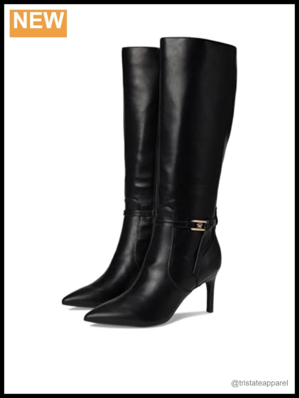 Pointed Toe Stiletto Knee High Boots Zippered Side Closure